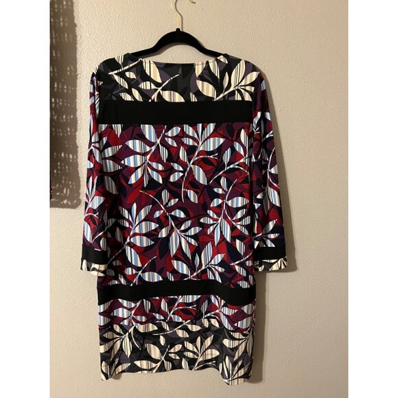 BCBGMaxAzria Shift Dress M Medium 3/4 Long Sleeve Stretch Multicolor Washable - Picture 7 of 8